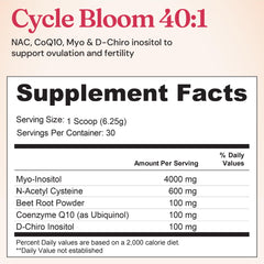 Ready-to-use CycleBloom daily mix prepared in glass with water