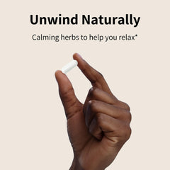 Nourished Natural Health Calm + Sleep herbal formula display of the six-herb blend.
