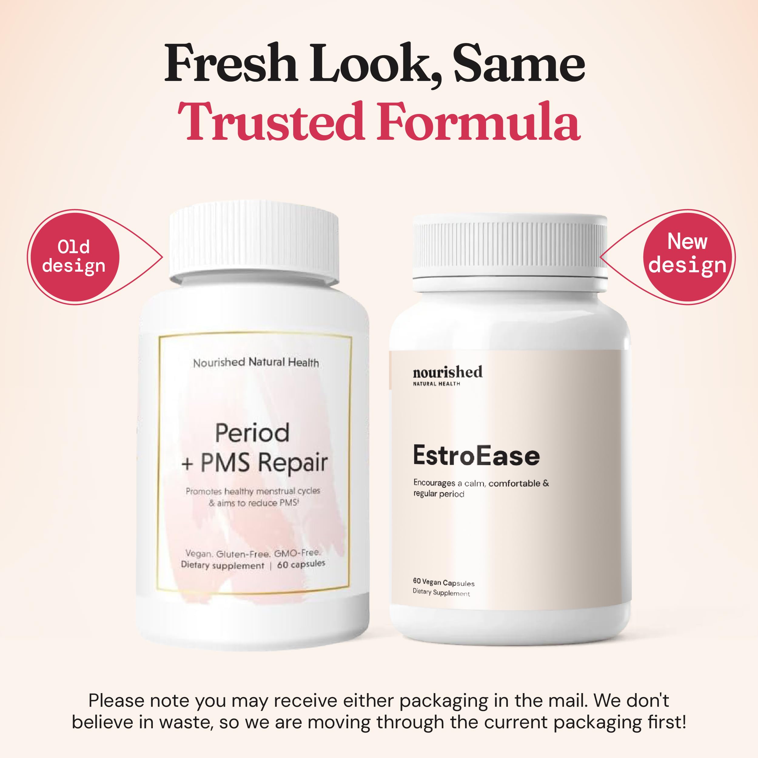Vegan and non-GMO formulation stamp on EstroEase label