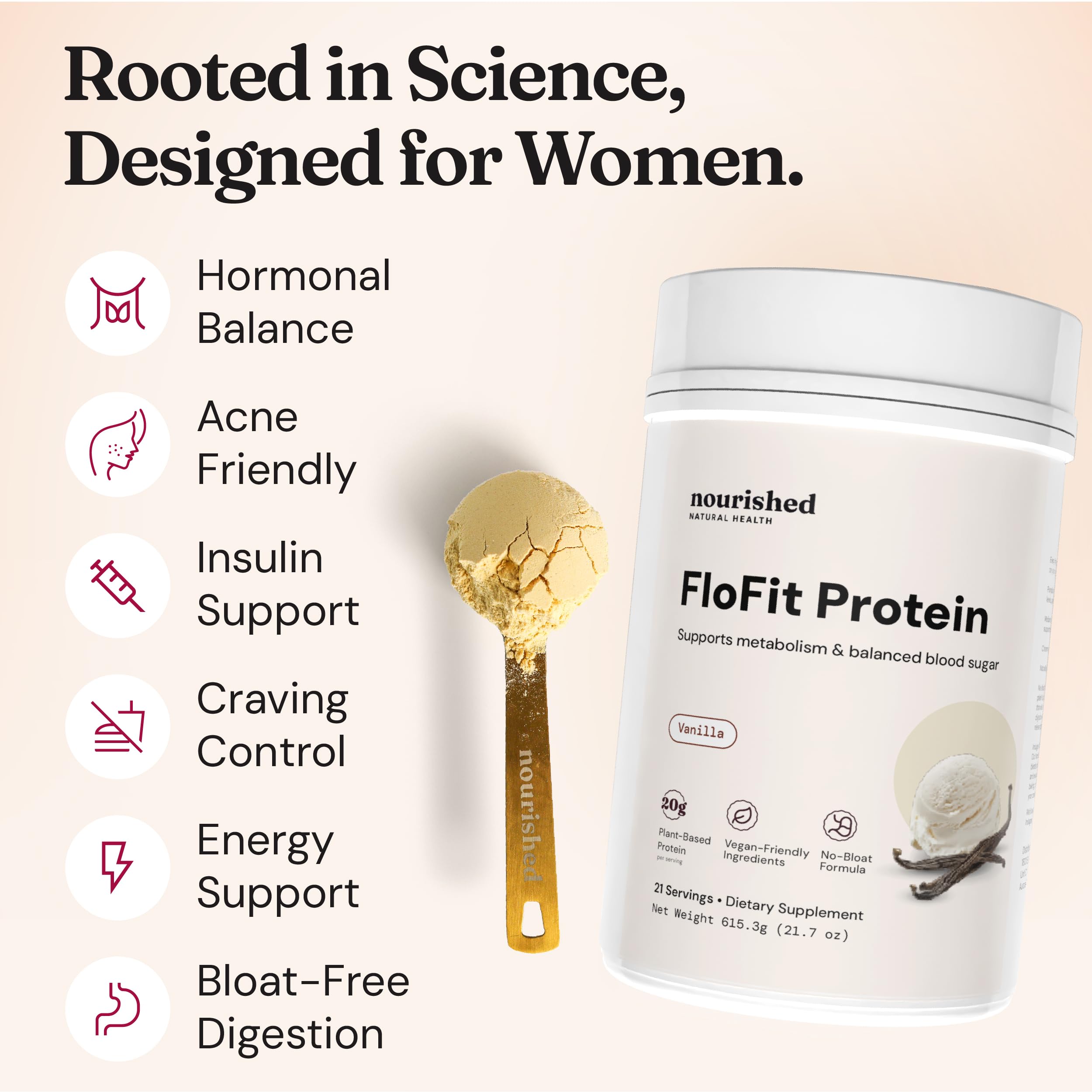 Daily FloFit energy solution visual with smoothie for convenient nutrition.