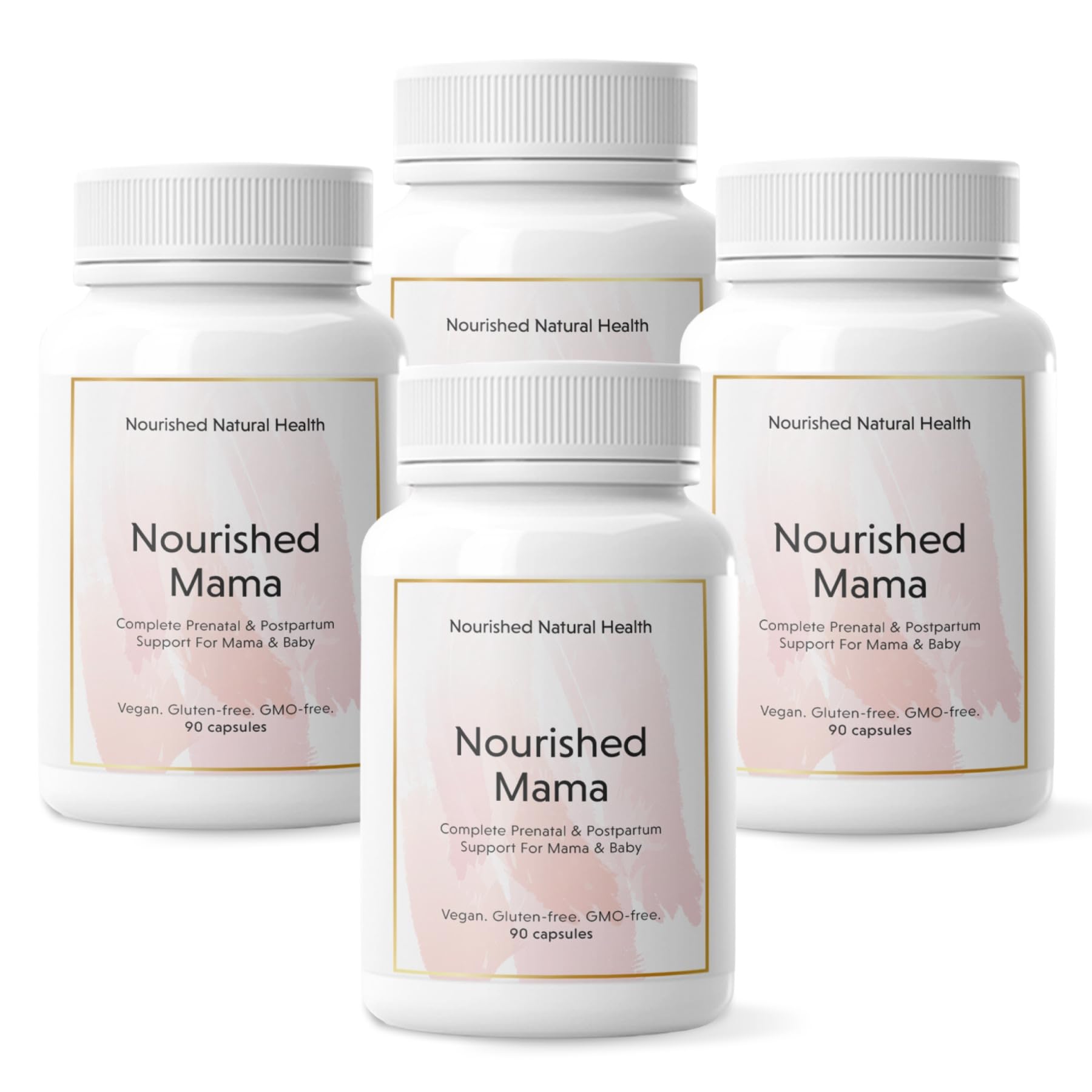 Nourished Prenatal Mama bottle on a wooden surface showcasing convenient daily support for mom and baby