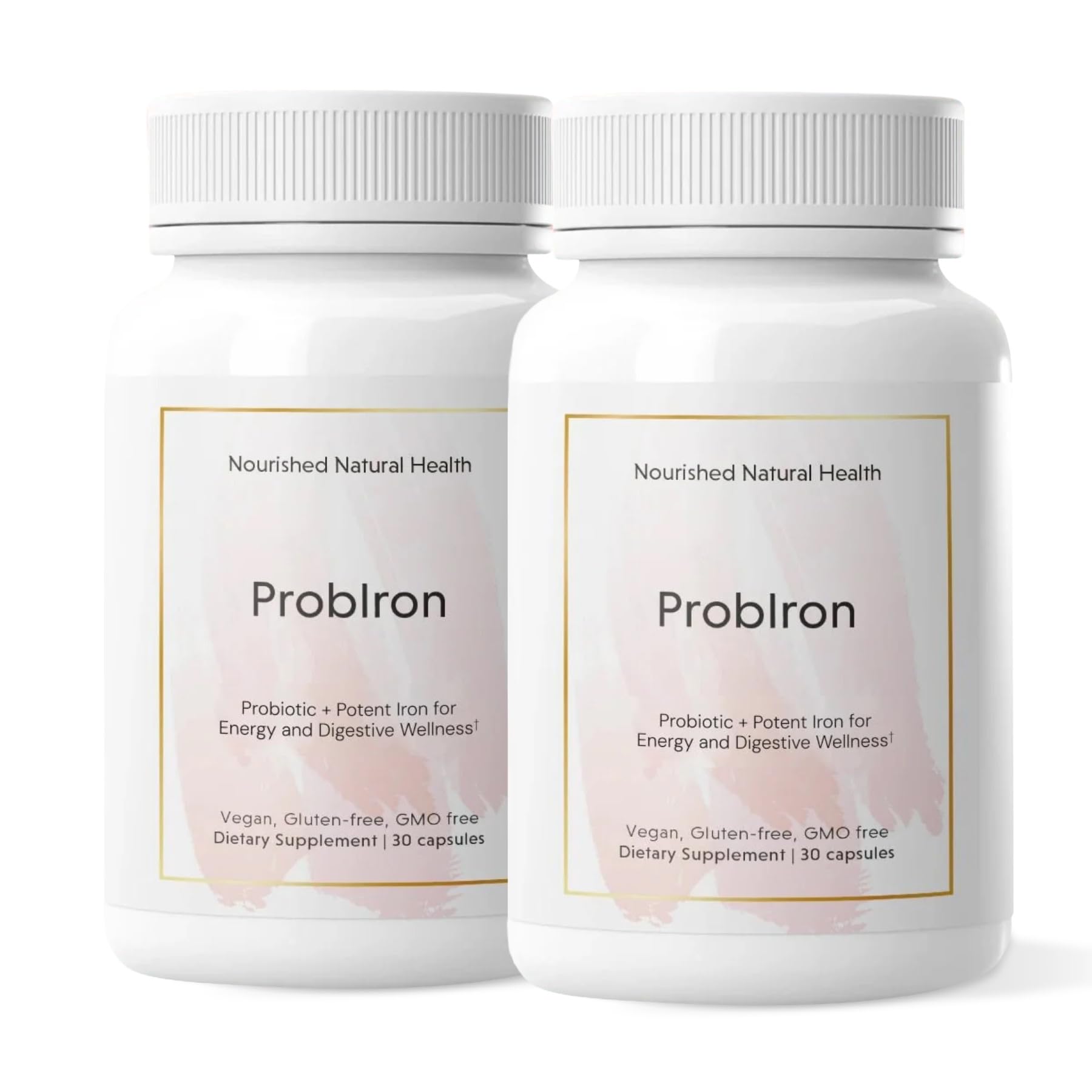 Nourished Natural Health ProbIron bottle front signals everyday energy support.