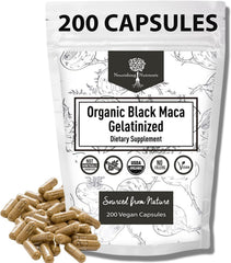 Nourishing Nutrients Organic Gelatinized Black Maca bottle pour supports sustained energy and focus