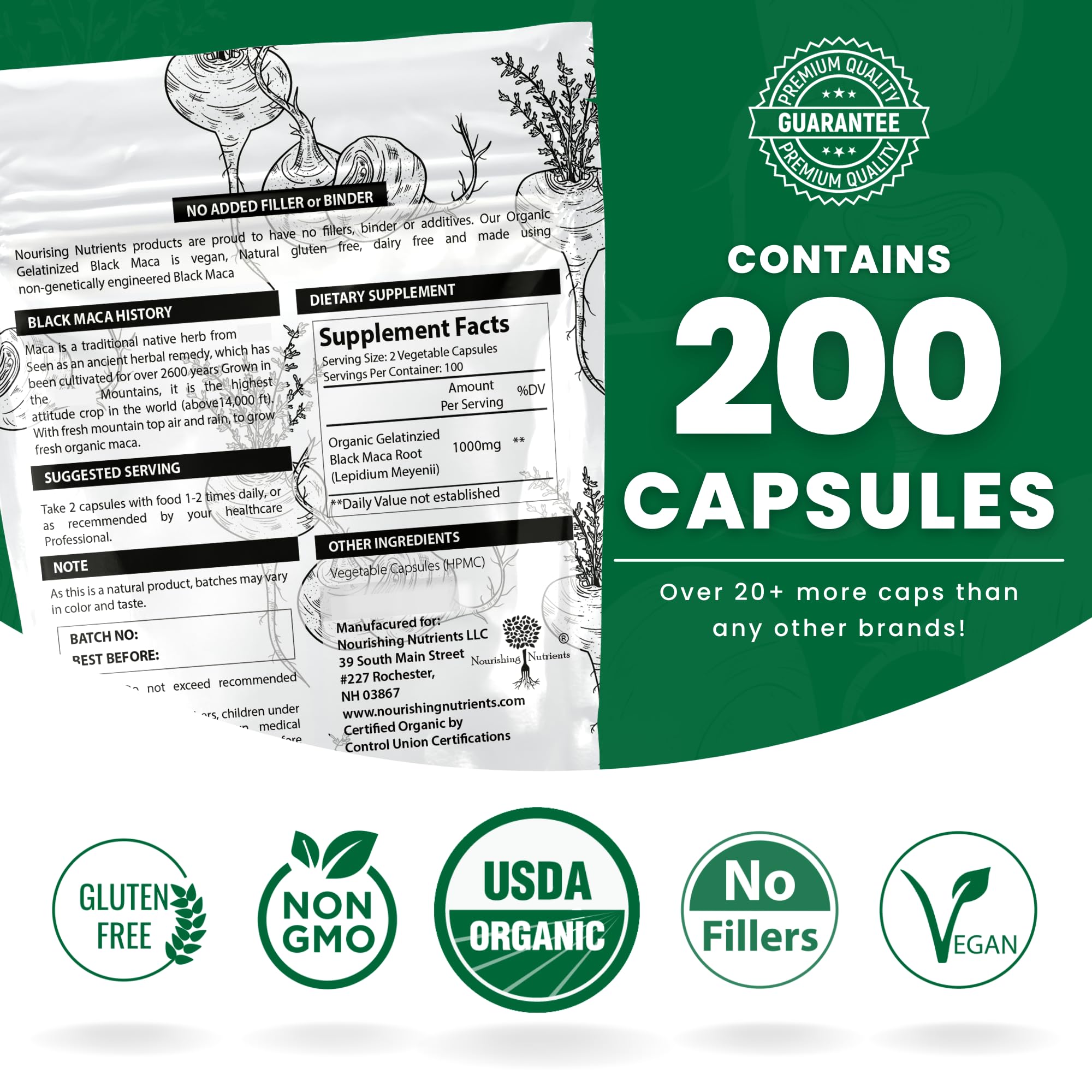 Nourishing Nutrients ingredients highlight organic maca and mineral-rich profile