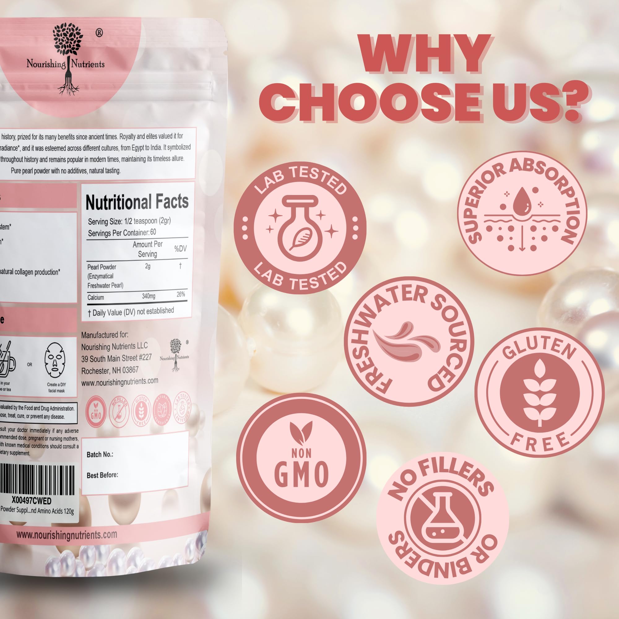 Nourishing Nutrients pearl powder used in DIY facial mask preparation