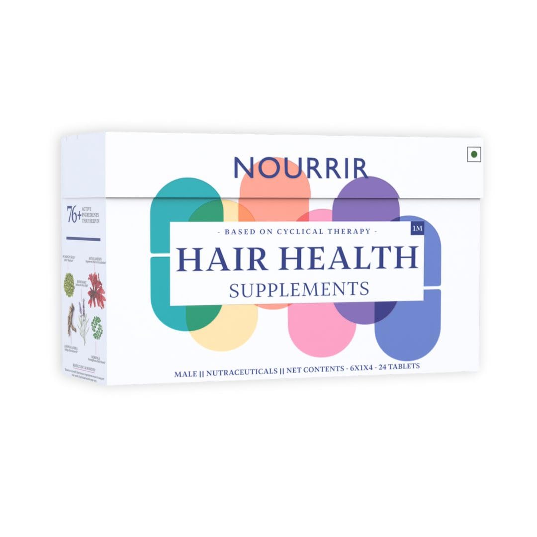 NOURRIR Men's Hair Growth Tablets bottle close-up for daily scalp nourishment