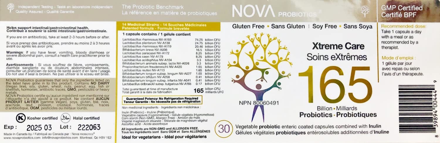 NOVA Probiotics 165B CFU capsule close-up for gut balance