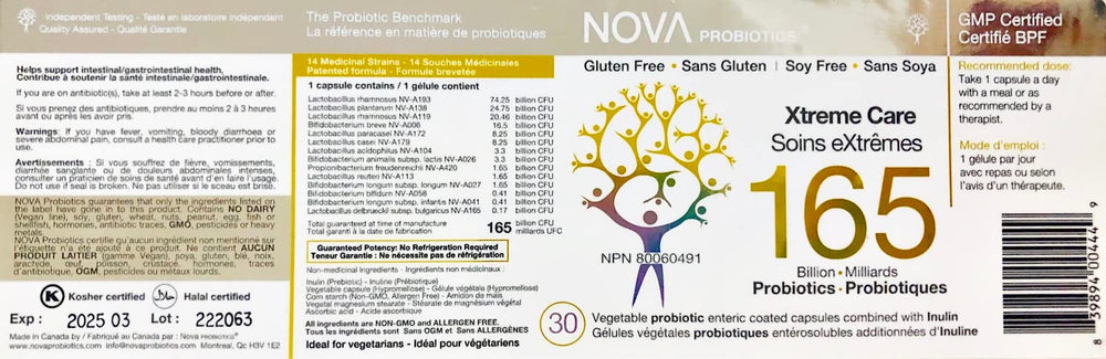 NOVA Probiotics 165B CFU capsule close-up for gut balance