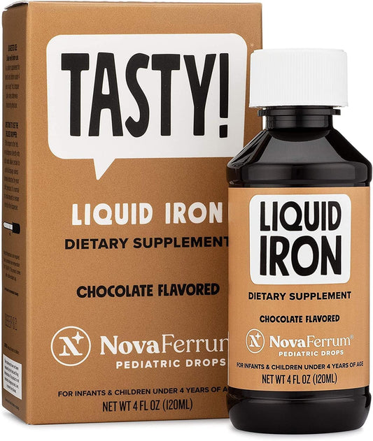 NovaFerrum Tasty bottle pour showing easy daily dose for kids