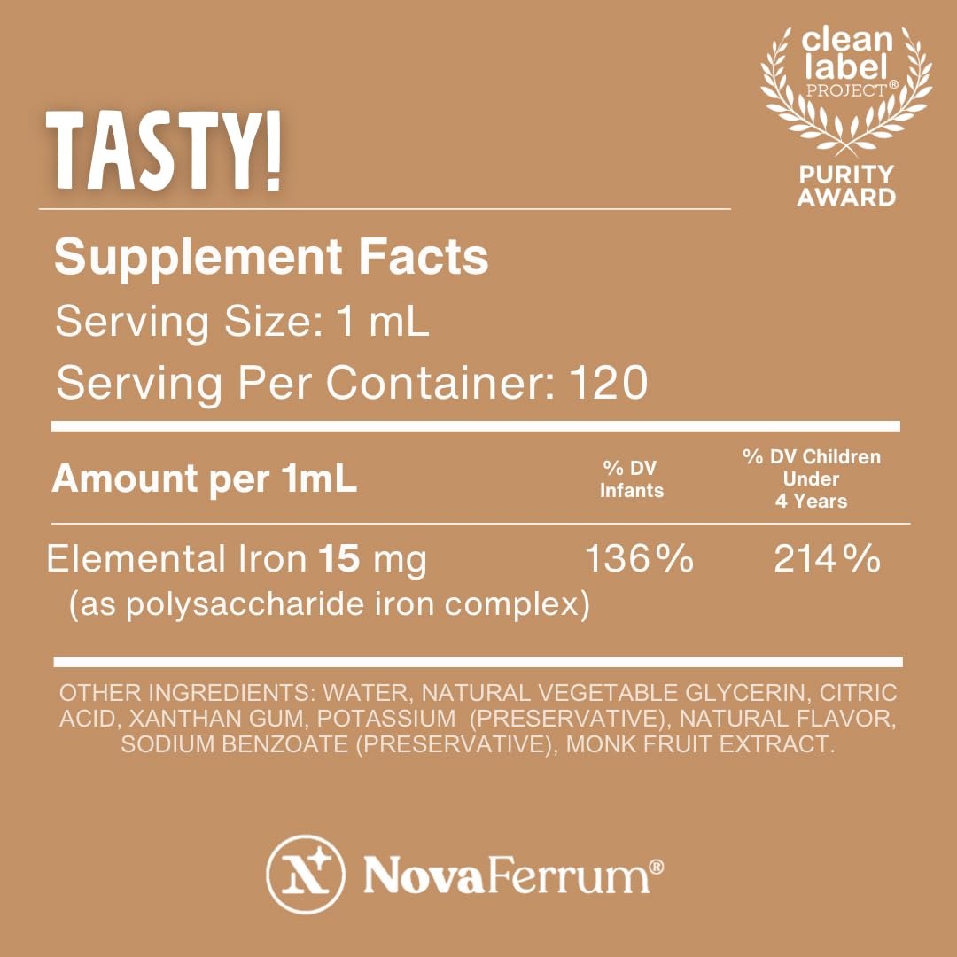 NovaFerrum Tasty child tasting chocolate flavored iron during routine