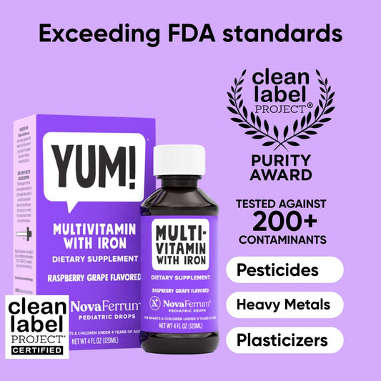 NovaFerrum Yum dosing spoon, easy administration for infants and toddlers.