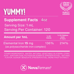 NovaFerrum Yummy Raspberry dropper in use with formula or juice
