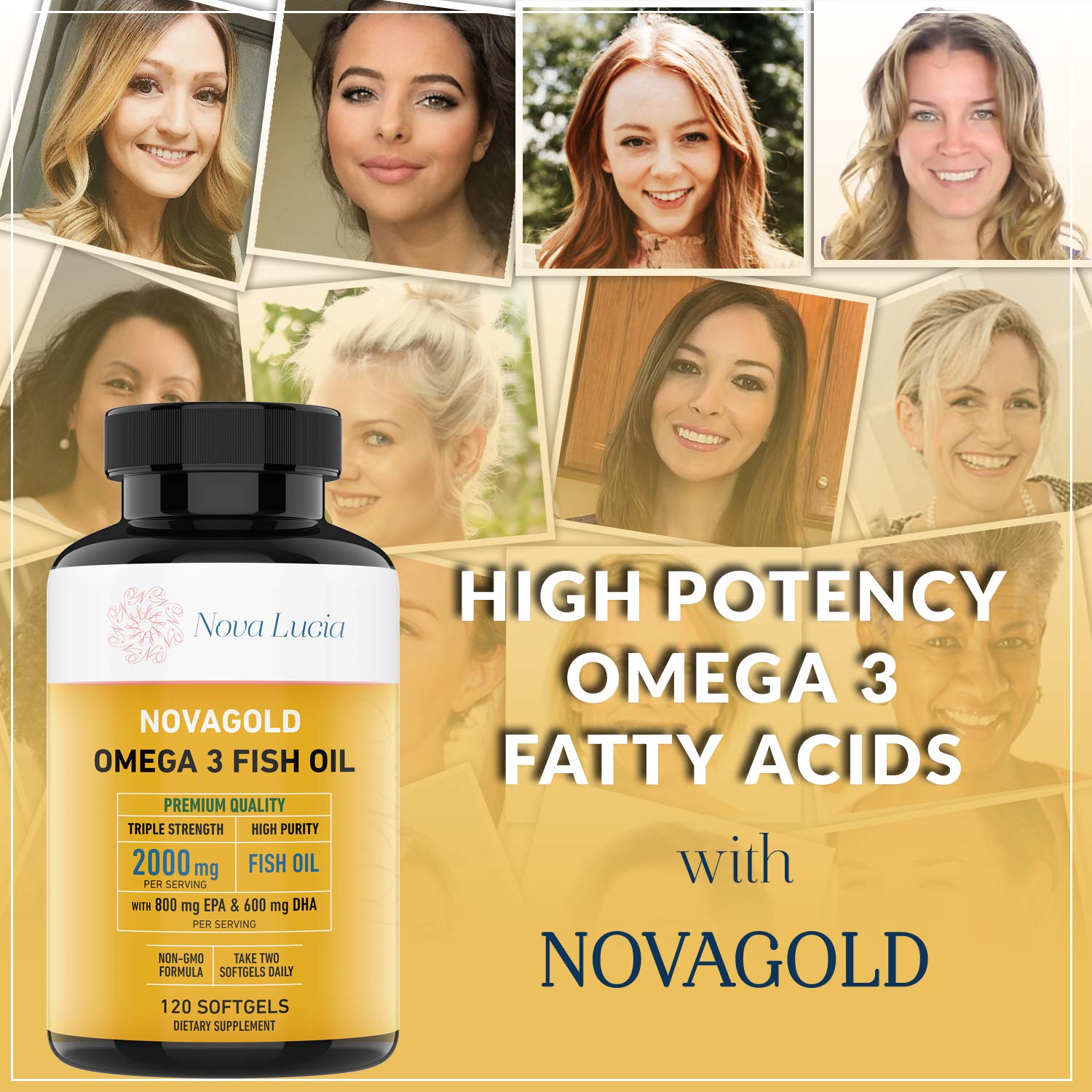 NovaGold Omega-3 bottle in hand for at-home supplementation