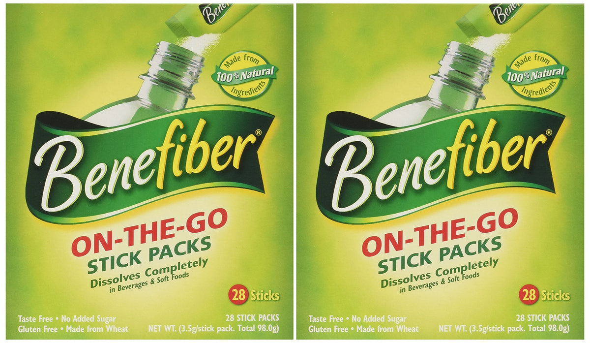 NOVARTIS Benefiber stick-pack with 56 on-the-go servings for fiber support.