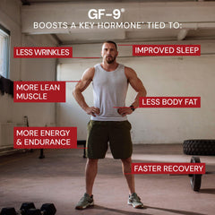 Close-up of GF-9 capsules highlights convenient daily supplementation.