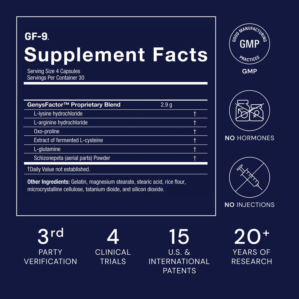 Shelf display of GF-9 products signals trusted support.