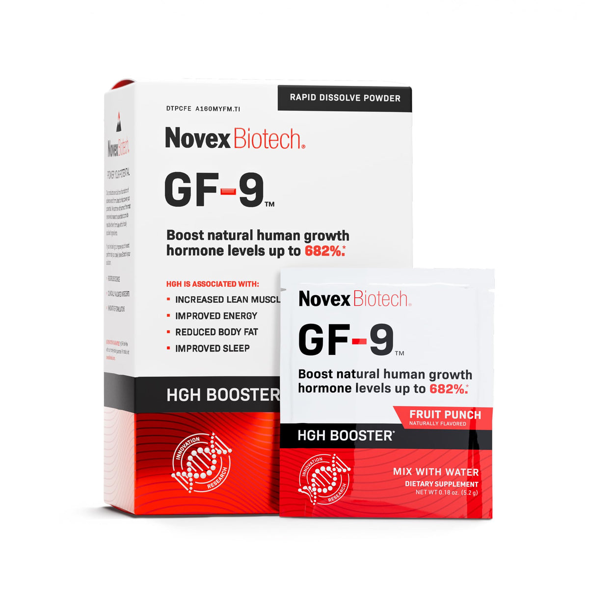 Novex Biotech GF-9 bottle front view for daily energy support.