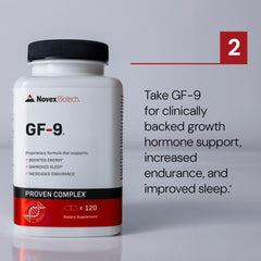 Front packaging of GF-9 Black Label for daily wellness.
