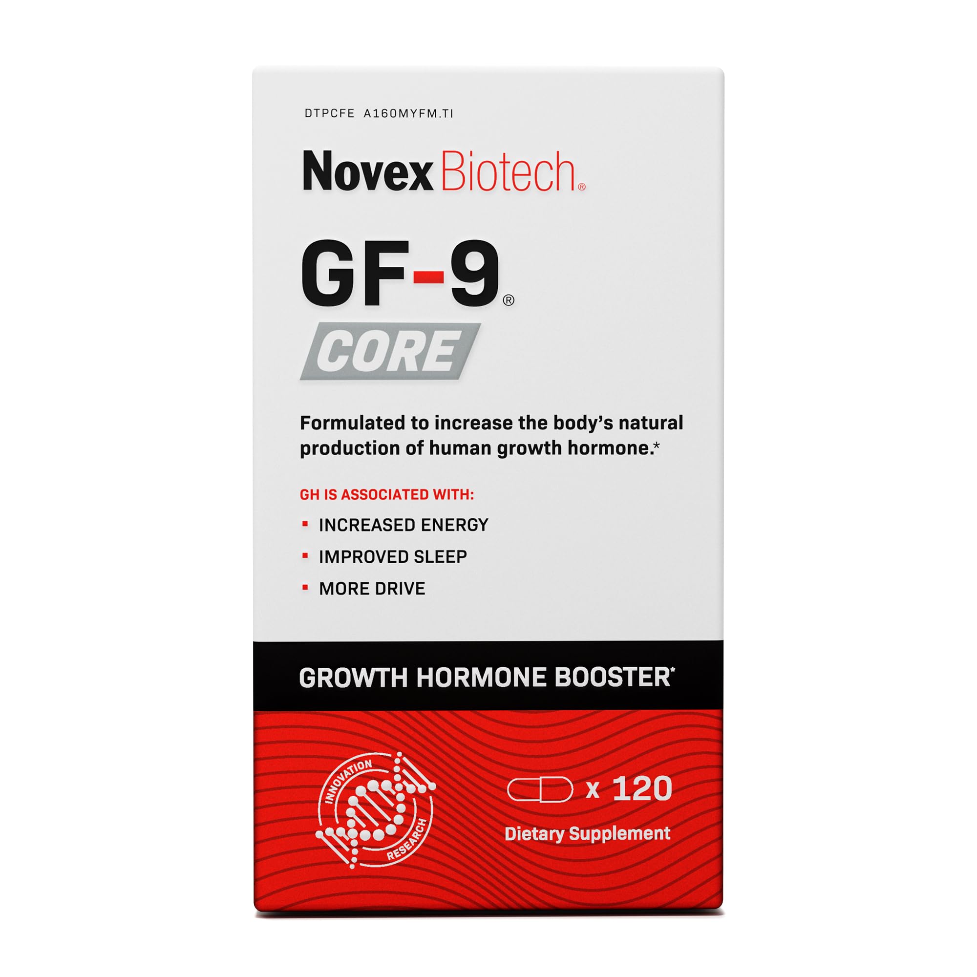 Novex Biotech GF-9 Core bottle for daily supplementation with potential GH support
