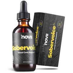 NOVII Sobervoice amber bottle protecting herbal formula for vocal relief.