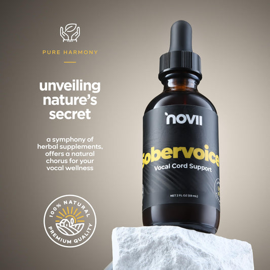 NOVII Sobervoice dropper-ready drops for tongue or water use.