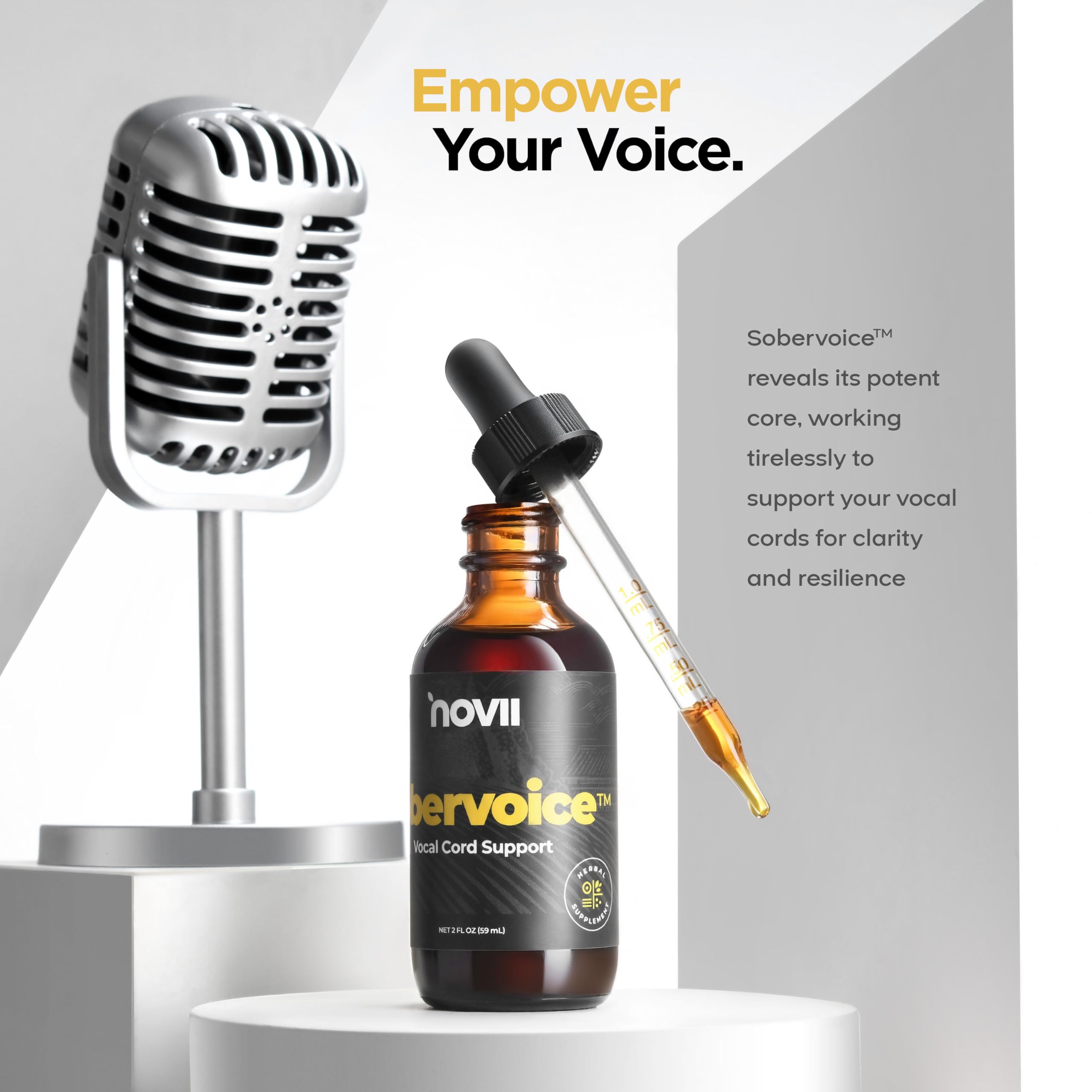 NOVII Sobervoice under-tongue application for quick-use relief.