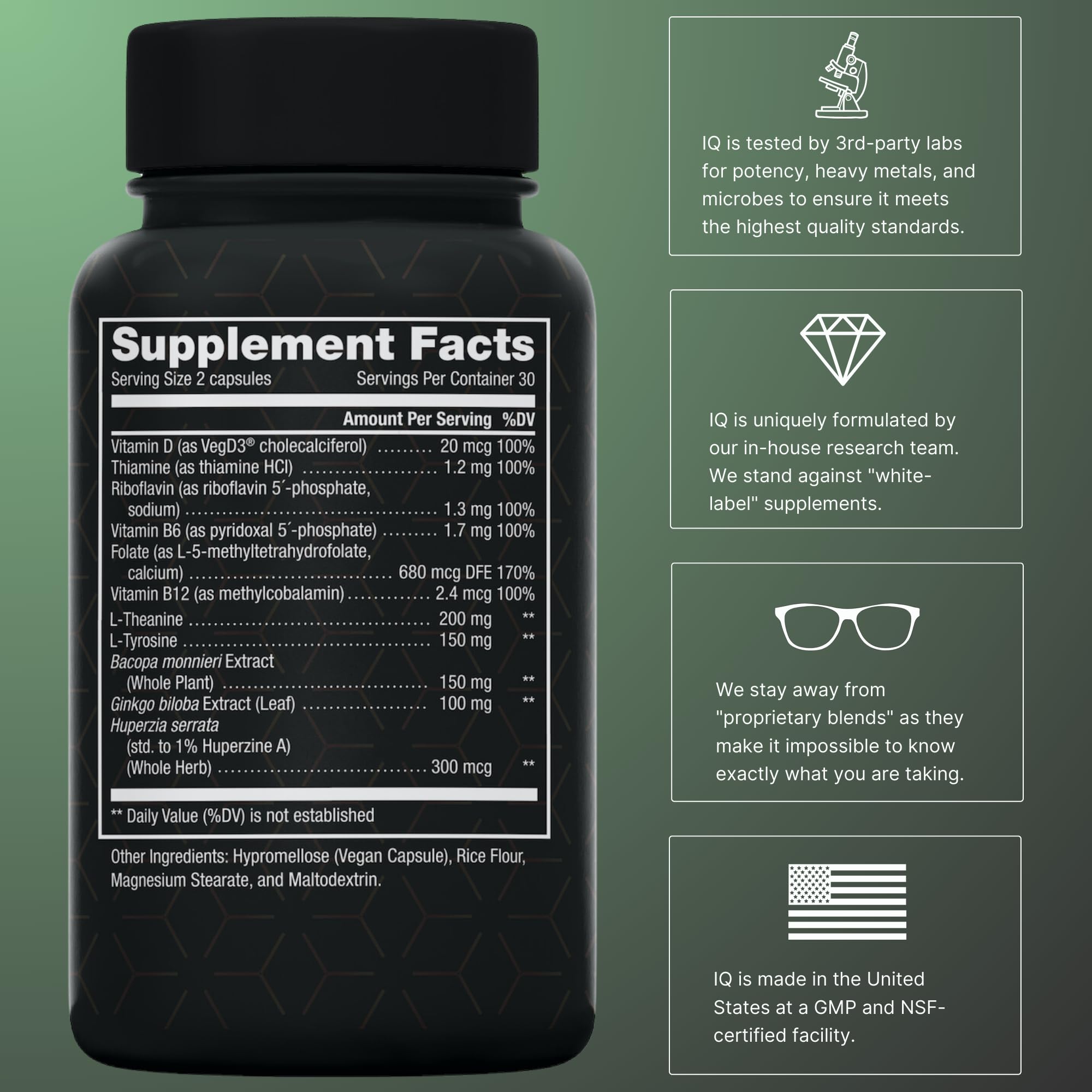 NOVIQ capsules close-up showing vegan ingredients for daily use.