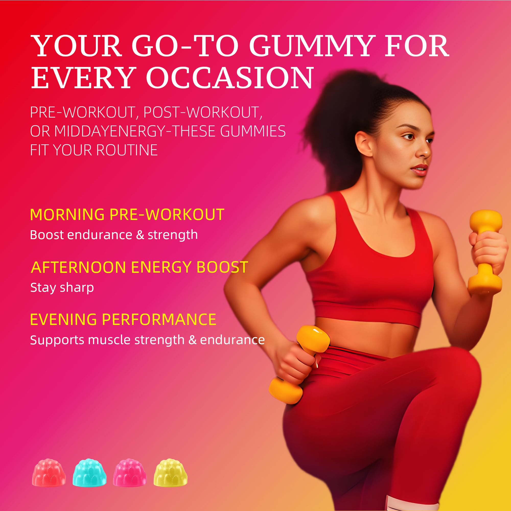 Novomins Creatine Gummy daily routine setup with bottle and water