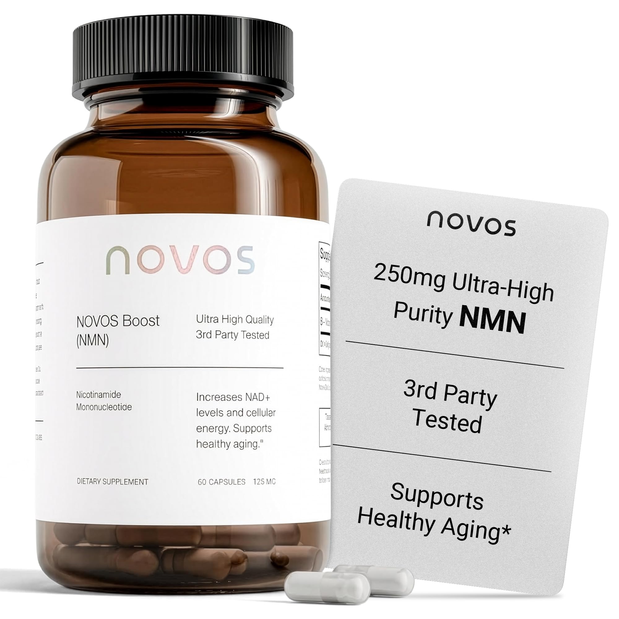 Novos Boost NMN bottle front view for daily energy support