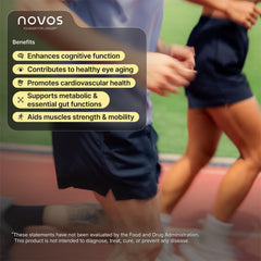 Dissolving Novos Core Longevity Mix in water forms a refreshing orange drink