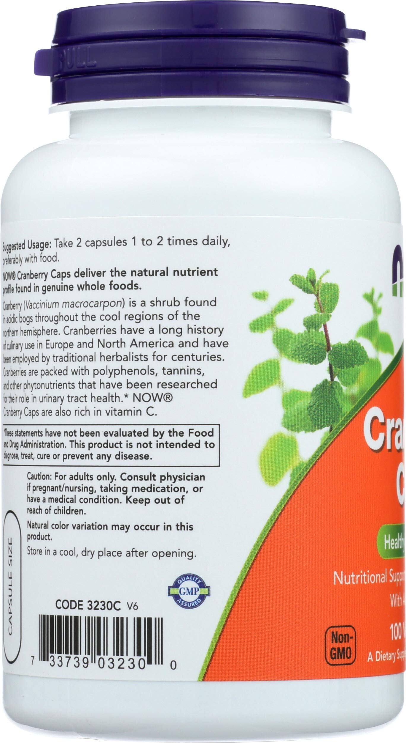 Cranberry capsules pouring from NOW bottle for easy dosing