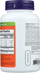 NOW Foods Cranberry Concentrate label closeup highlighting vegan capsules
