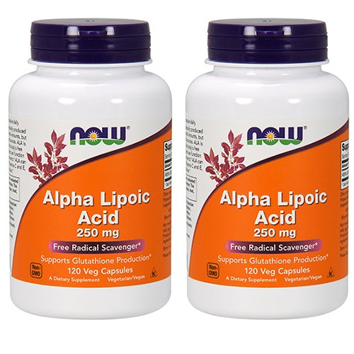 NOW Foods Alpha Lipoic Acid 250mg bottle front - antioxidant support in a vegetarian capsule