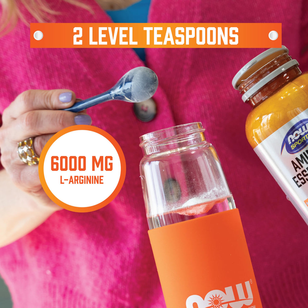 NOW Foods L-Arginine powder label, GMP quality and brand information