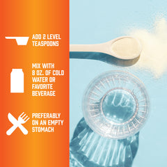 NOW Foods L-Arginine powder measuring spoon, accurate dosage visualization