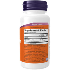 NOW Foods Astaxanthin softgels bottle front highlights dosage and non-GMO sourcing