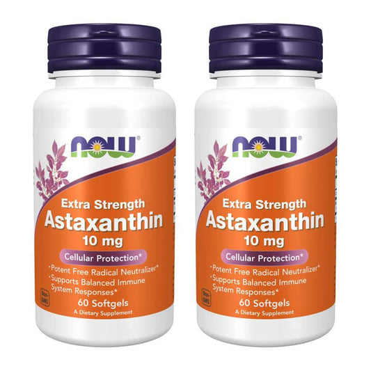 NOW Foods Astaxanthin softgels packaging shows brand and product for everyday antioxidant support