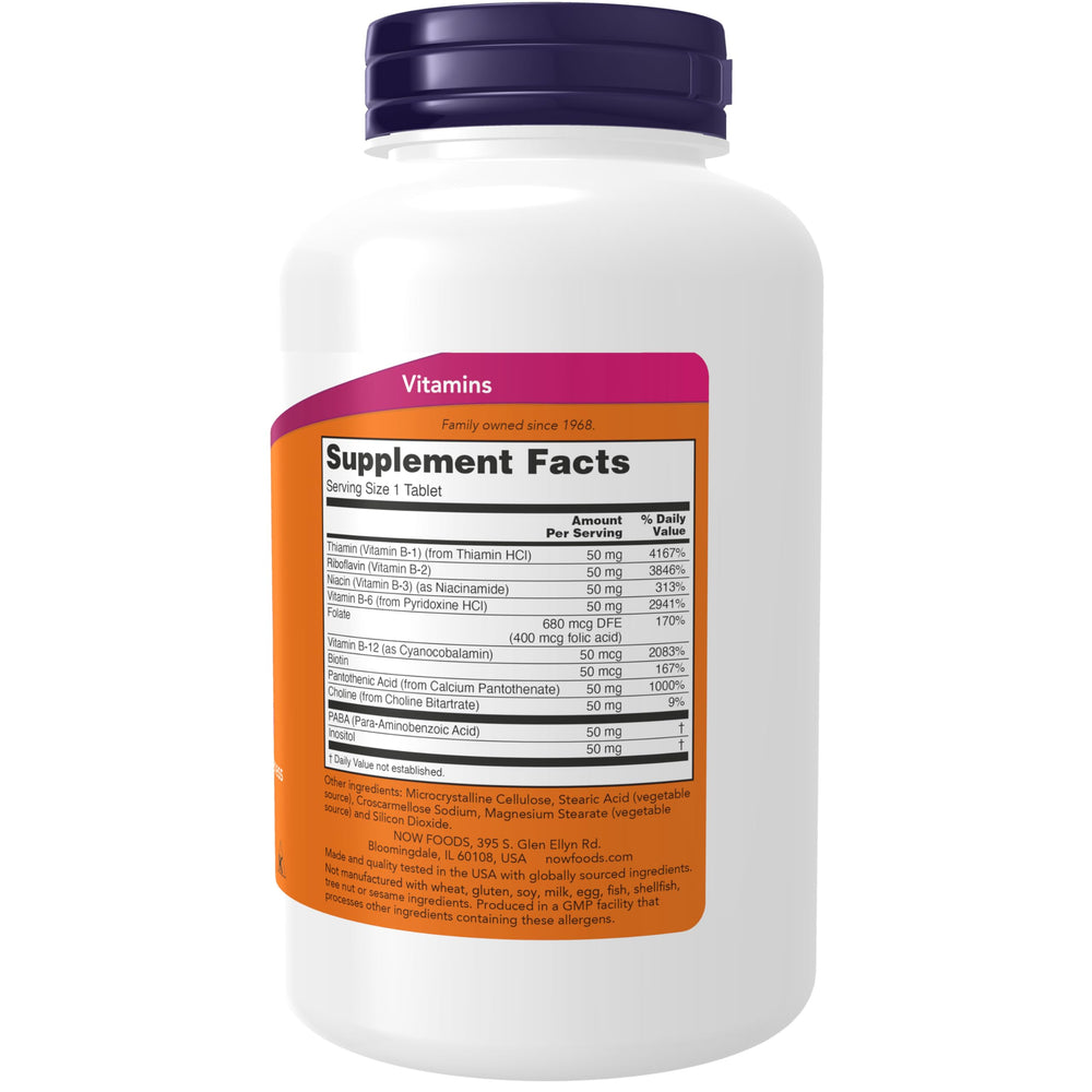 NOW Foods B-50 bottle front view for easy daily wellness routine.