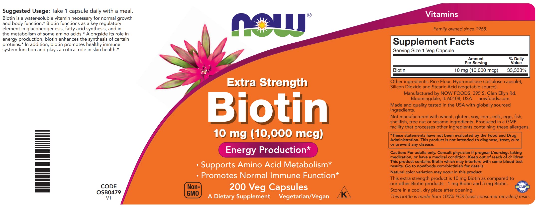 NOW Foods Biotin pack 2 display encouraging consistent daily use