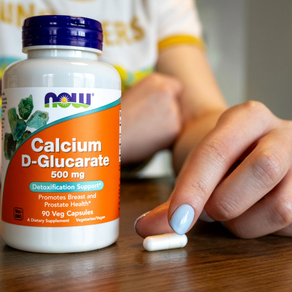 NOW Foods USA-packaged Calcium D-Glucarate bottle reflecting family-owned heritage.