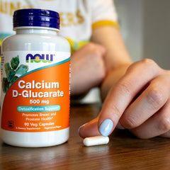 NOW Foods USA-packaged Calcium D-Glucarate bottle reflecting family-owned heritage.