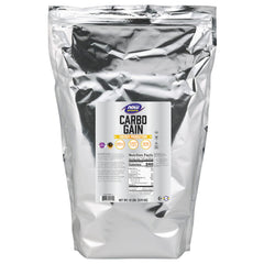 NOW Foods Carbo Gain bottle label highlights maltodextrin source for quick energy
