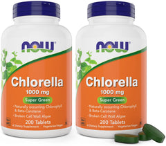 NOW Foods Chlorella 1000 mg tablets bottle front view supports daily nutrition