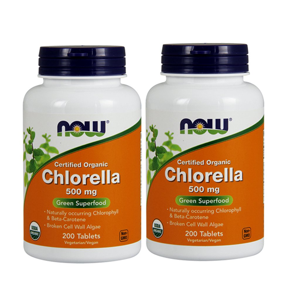 NOW Foods Chlorella 500 mg tablets in packaging, convenient daily supplement