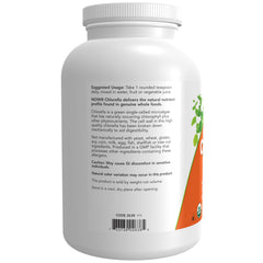 NOW Foods chlorella scoop enables a precise daily serving in drinks.