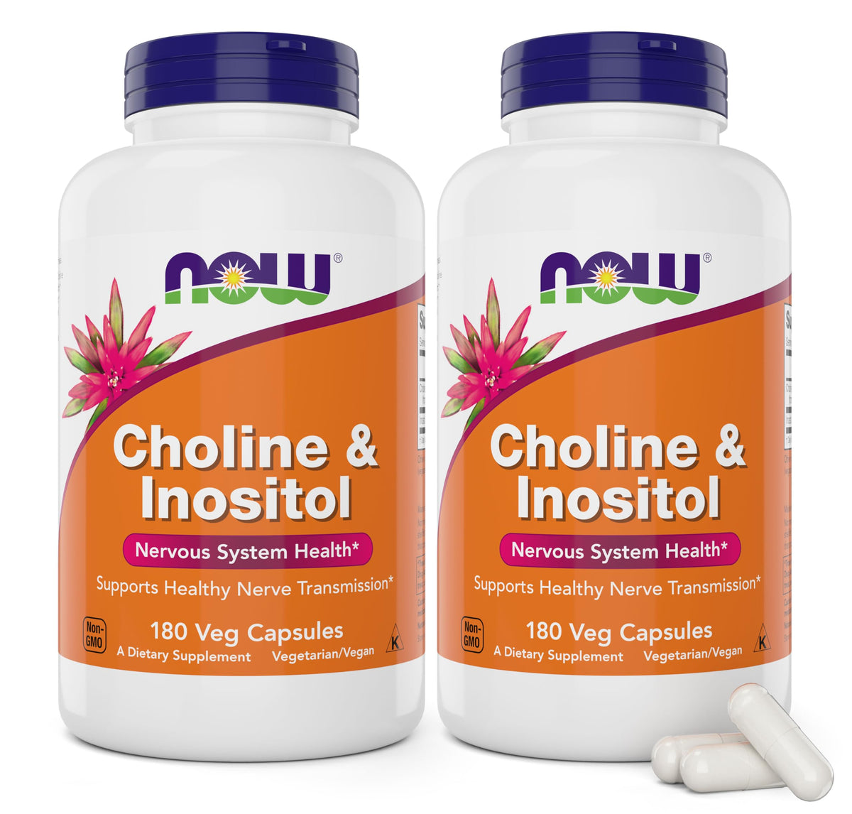 NOW Foods Choline & Inositol bottle front for daily wellness routine.