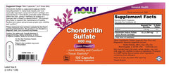 NOW Foods Chondroitin sulfate capsules close-up highlighting high potency formula for joints.