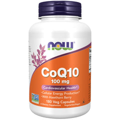 NOW Foods CoQ10 100 mg bottle—potential support for cellular energy.