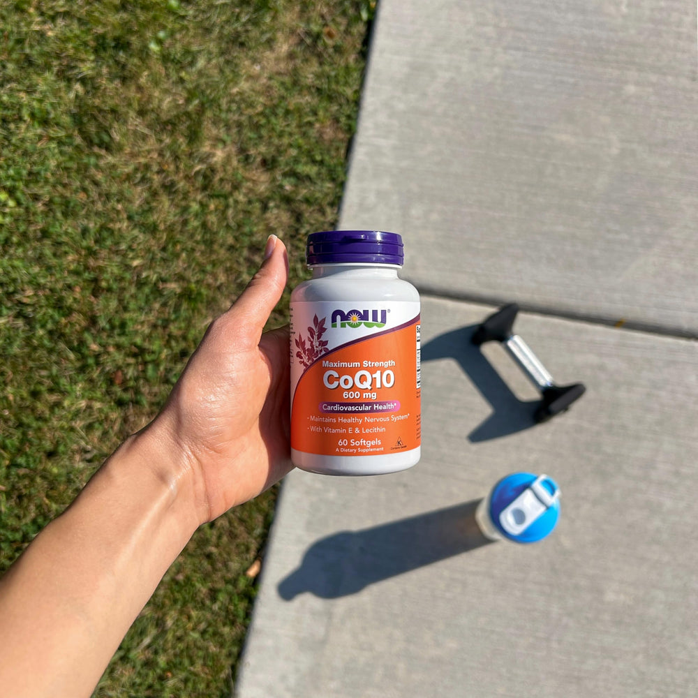 NOW Foods CoQ10 fermentation-based formula label highlighting fermentation-derived CoQ10
