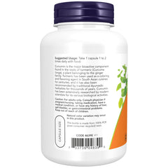 NOW Foods Curcumin capsules close-up showcasing 95% curcuminoids